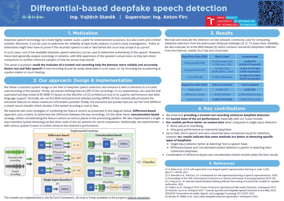 Diferenční detekce deepfake řeči