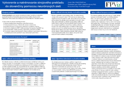Vytvorenie a natrénovanie strojového prekladu do slovenčiny
pomocou neurónových sietí