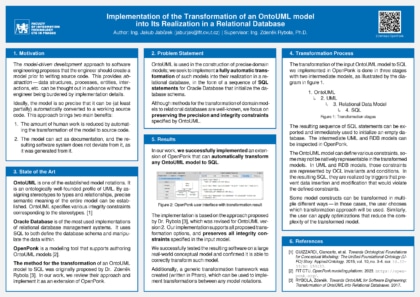 Implementace transformace OntoUML modelu v OpenPonku do
jeho realizace v relační databázi